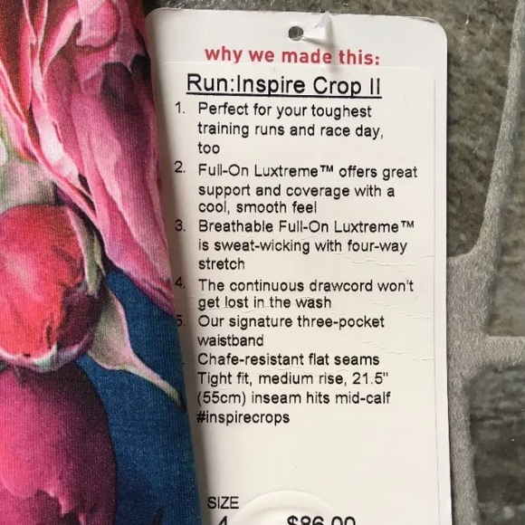 NWT Lululemon Secret Garden Run Inspire Crop Sz 4 - Picture 3 of 8